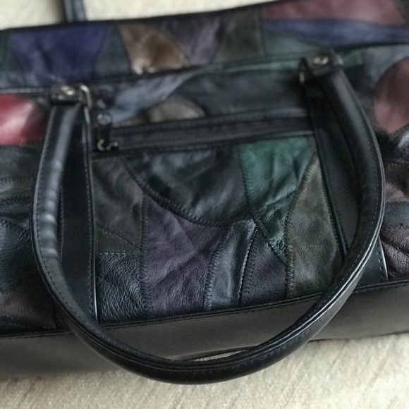 Vintage Leather Patchwork Shoulder Bag - Picture 3 of 6